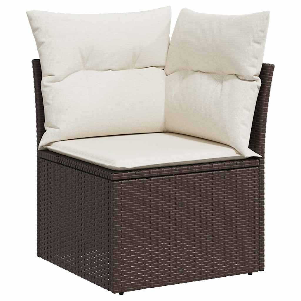 Garten-Sofa-Set mit Kissen 4 pcs Braun und Weiß Poly Rattan