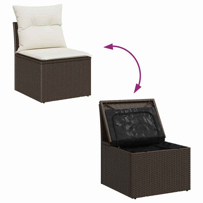 Garten-Sofa-Set mit Kissen 4 pcs Braun und Weiß Poly Rattan