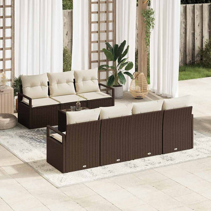Garten-Sofa-Set 8 pcs Braun und Creme 55 x 55 x 37 cm