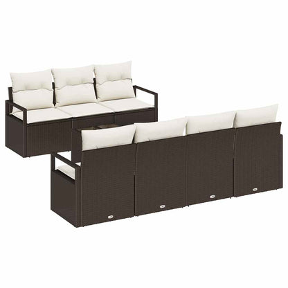 Garten-Sofa-Set 8 pcs Braun und Creme 55 x 55 x 37 cm