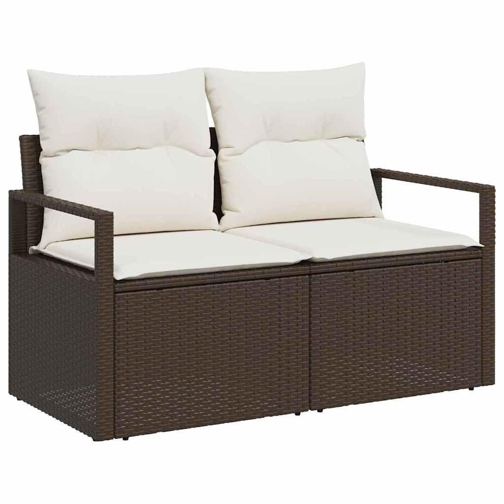 Garten-Sofa-Set 8 pcs Braun und Creme 55 x 55 x 37 cm