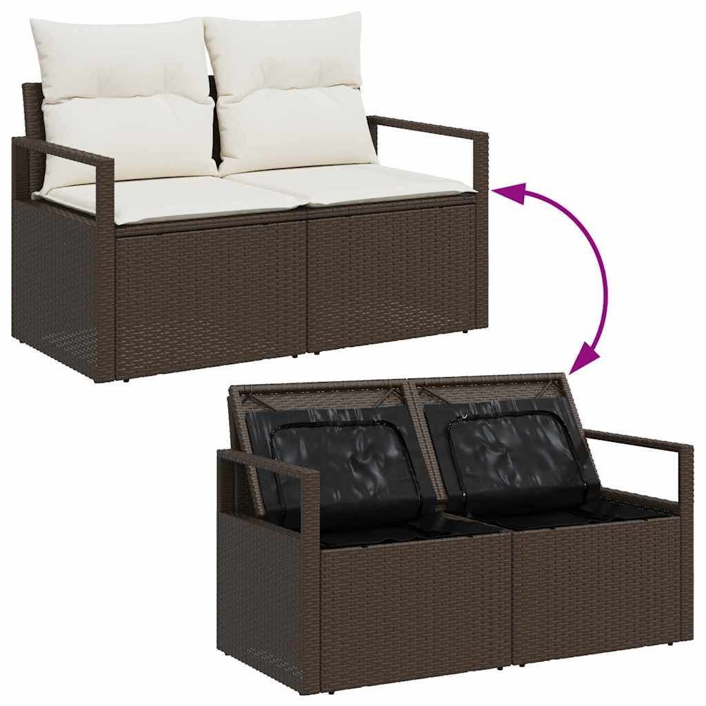 Garten-Sofa-Set 8 pcs Braun und Creme 55 x 55 x 37 cm