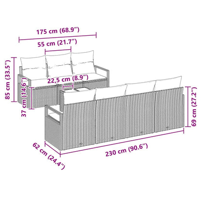 Garten-Sofa-Set 8 pcs Braun und Creme 55 x 55 x 37 cm