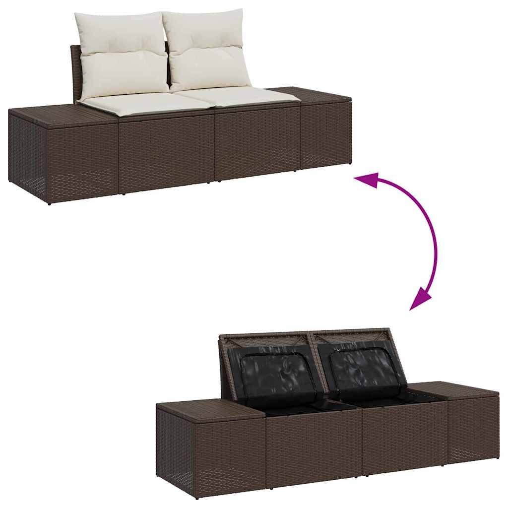 Garten-Sofa-Set 10 pcs Braun und Creme 344 x 209 x 85 cm