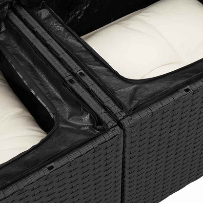 Garten-Sofa-Set 9 pcs Schwarz und Creme 55 x 55 x 37 cm