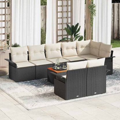 Garten-Sofa-Set 9 pcs Schwarz und Creme 55 x 55 x 37 cm