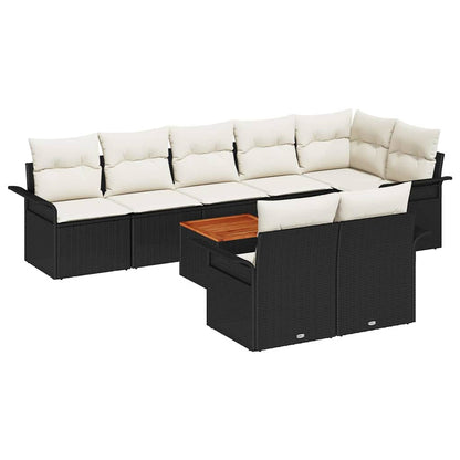 Garten-Sofa-Set 9 pcs Schwarz und Creme 55 x 55 x 37 cm