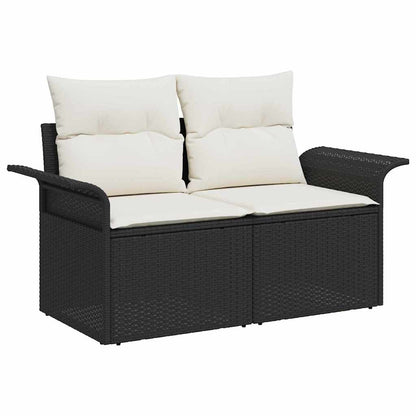 Garten-Sofa-Set 9 pcs Schwarz und Creme 55 x 55 x 37 cm