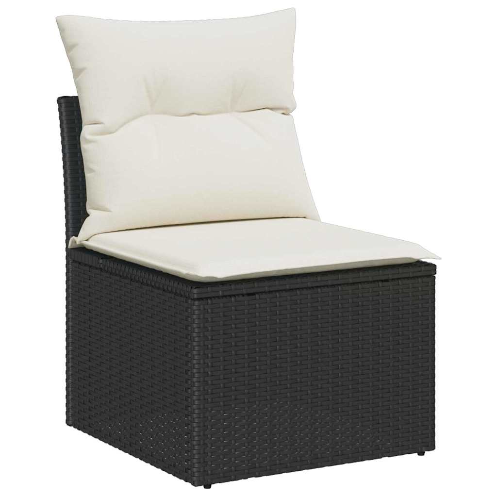 Garten-Sofa-Set 9 pcs Schwarz und Creme 55 x 55 x 37 cm