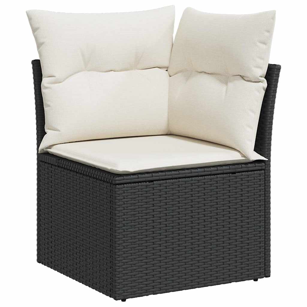 Garten-Sofa-Set 9 pcs Schwarz und Creme 55 x 55 x 37 cm