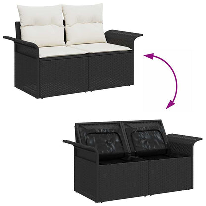 Garten-Sofa-Set 9 pcs Schwarz und Creme 55 x 55 x 37 cm