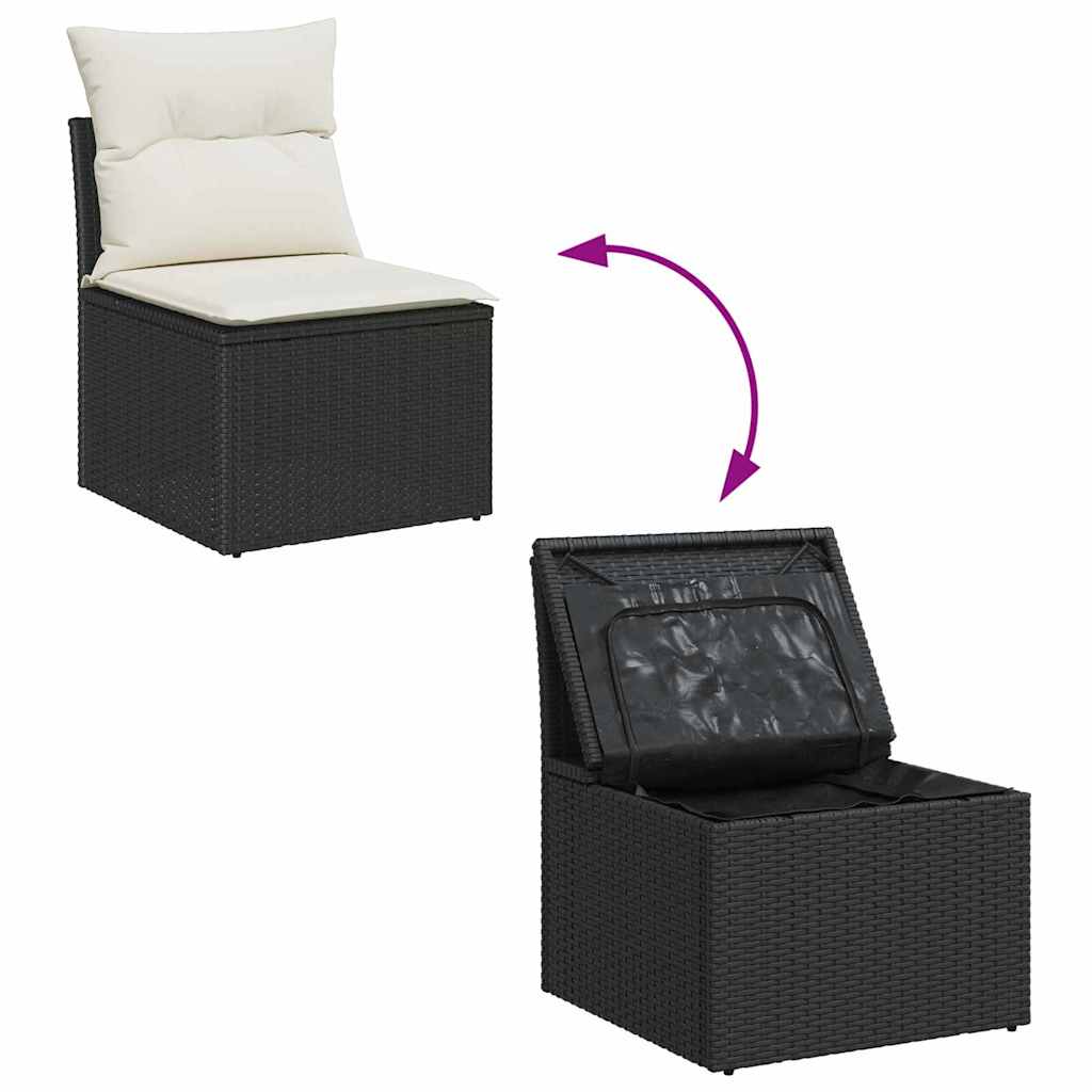 Garten-Sofa-Set 9 pcs Schwarz und Creme 55 x 55 x 37 cm