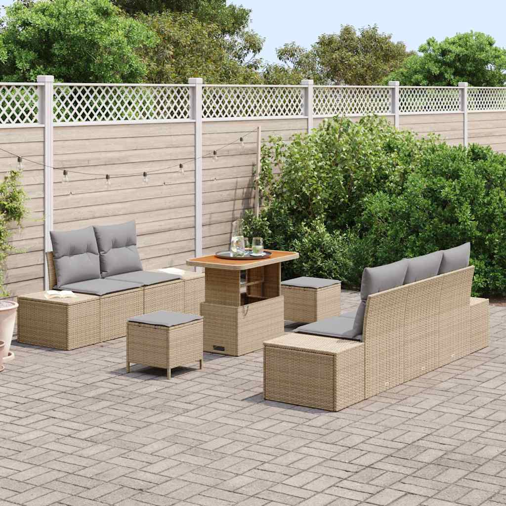 Garten-Sofa-Set 8 pcs Beige und Hellgrau 90 x 55 x 71 cm