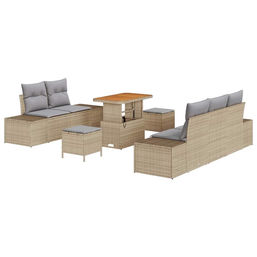 Garten-Sofa-Set 8 pcs Beige und Hellgrau 90 x 55 x 71 cm