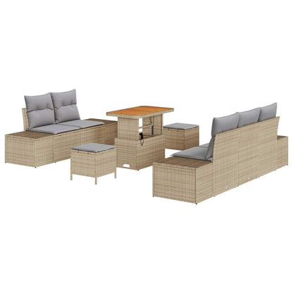Garten-Sofa-Set 8 pcs Beige und Hellgrau 90 x 55 x 71 cm