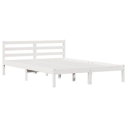 Bettgestell mit Kopfteil Weiß 220 x 160 cm Massivholz Kiefer