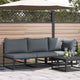 Gartenmöbel mit Kissen mit Kissen 3 pcs Schwarz Aluminium