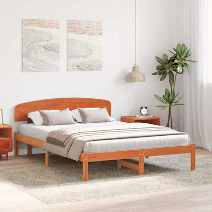 Bettgestell mit Kopfteil Braun 160 x 200 cm Massivholz Kiefer