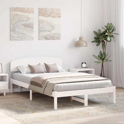 Bettgestell mit Kopfteil Weiß 140 x 190 cm Massivholz Kiefer