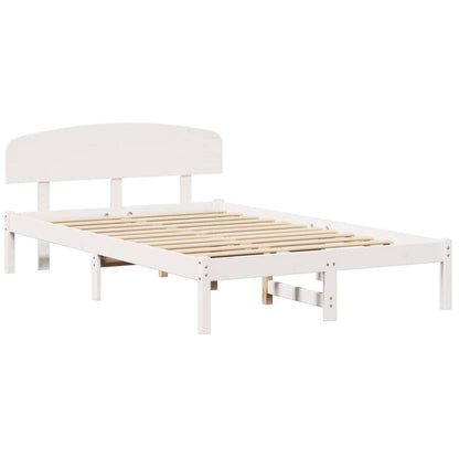 Bettgestell mit Kopfteil Weiß 140 x 190 cm Massivholz Kiefer