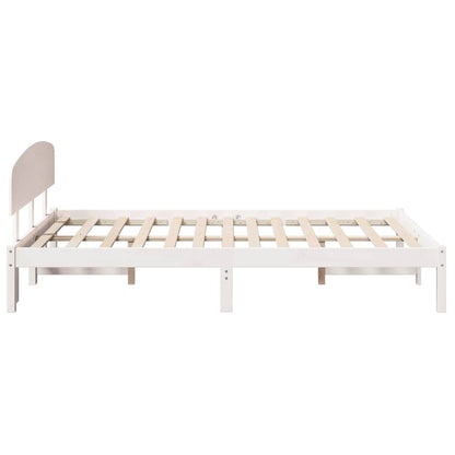 Bettgestell mit Kopfteil Weiß 140 x 190 cm Massivholz Kiefer