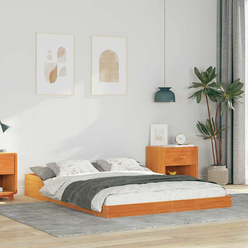 Bettgestell Wachsbraun 135 x 190 cm Massivholz Kiefer