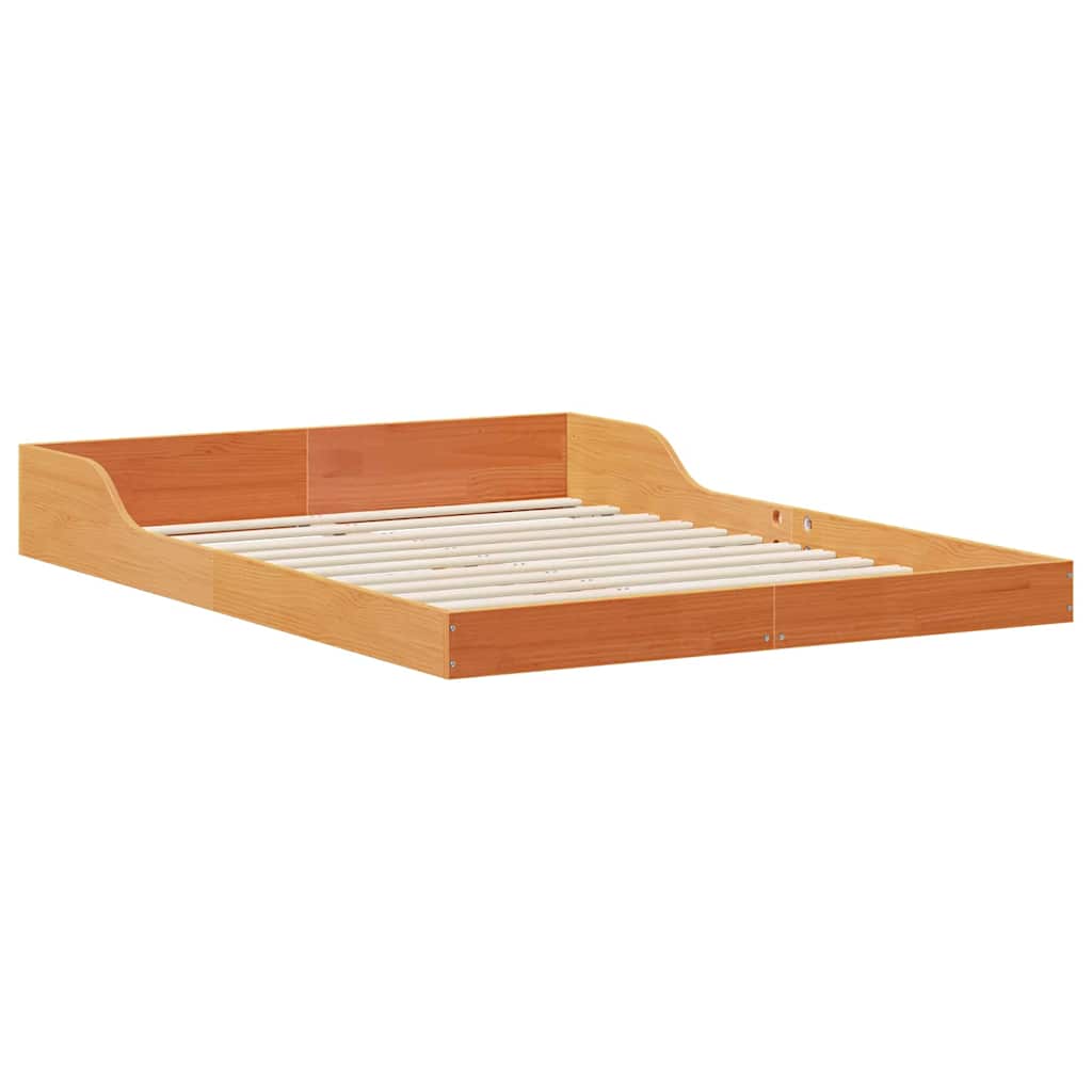 Bettgestell Wachsbraun 135 x 190 cm Massivholz Kiefer