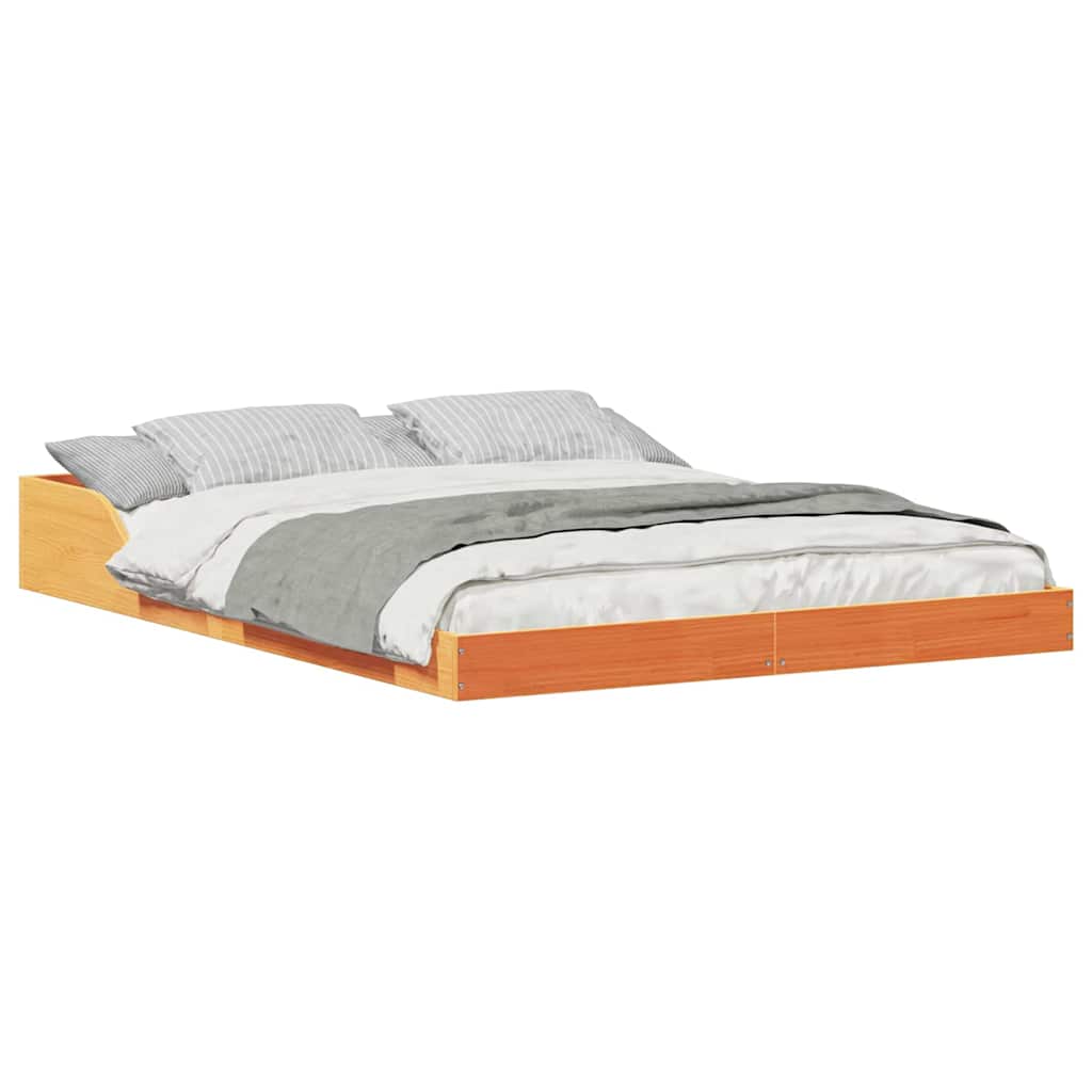 Bettgestell Wachsbraun 135 x 190 cm Massivholz Kiefer