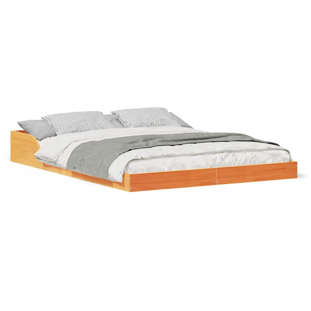 Bettgestell Wachsbraun 135 x 190 cm Massivholz Kiefer