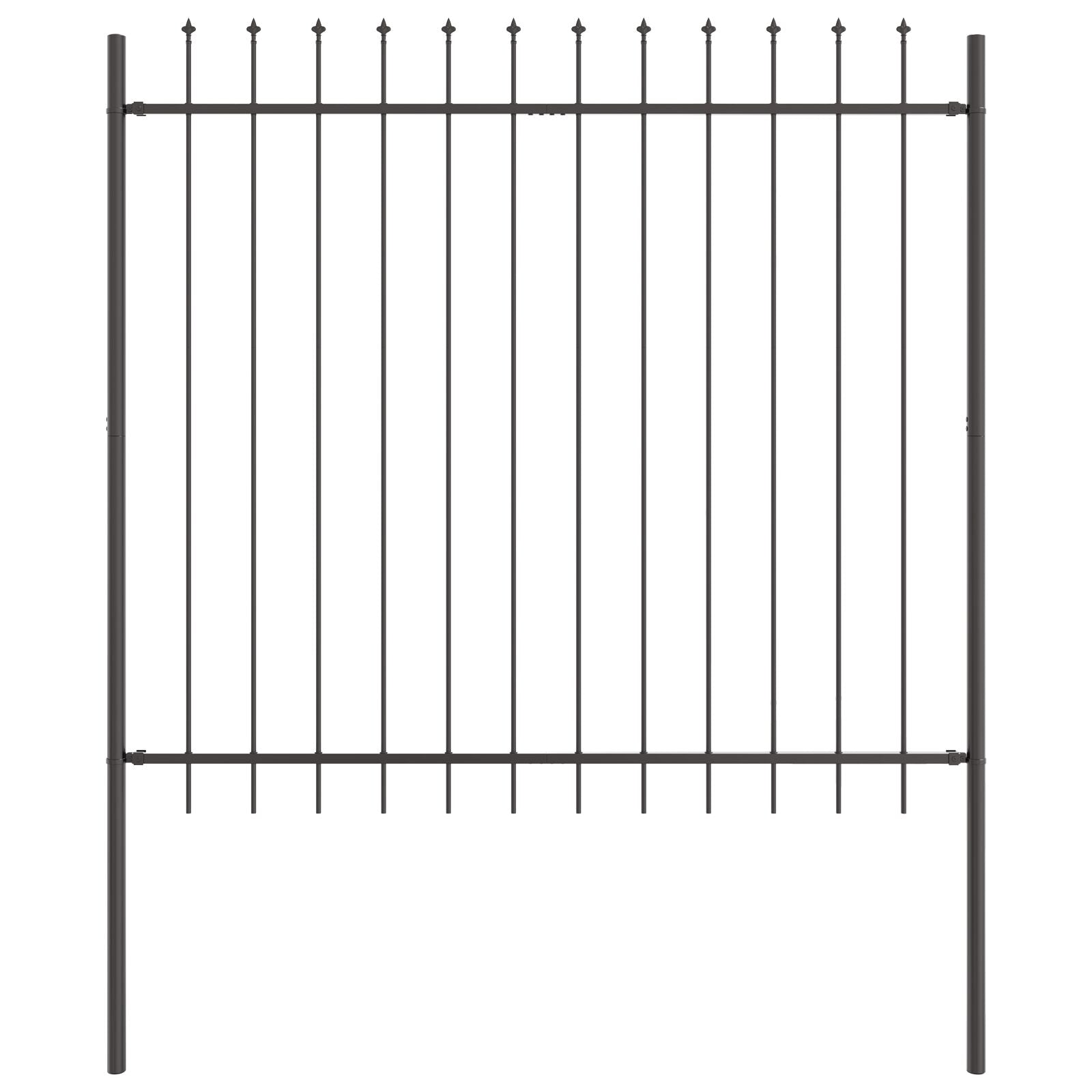 Gartenzaun mit Spitzen Grau 15,3x1,5 m aus Stahl