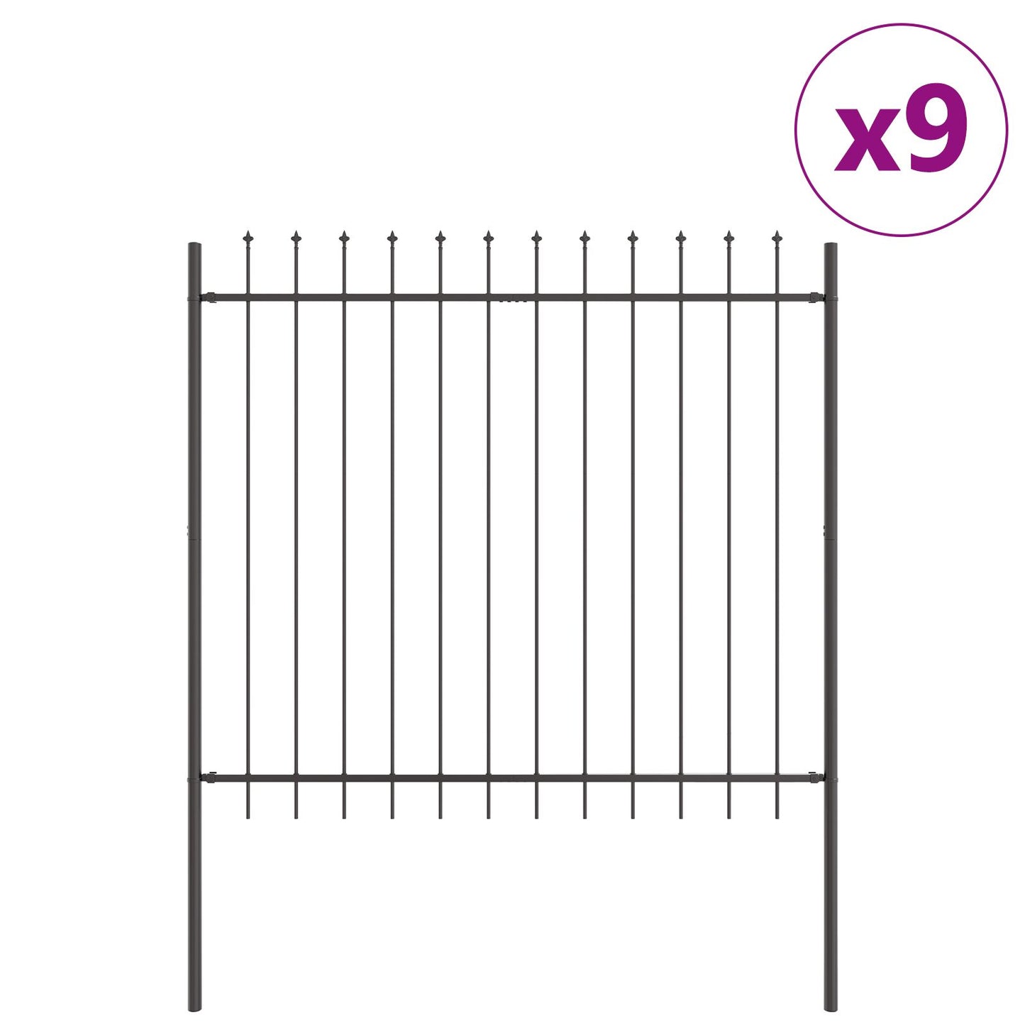 Gartenzaun mit Spitzen Grau 15,3x1,5 m aus Stahl - Pazzar.ch