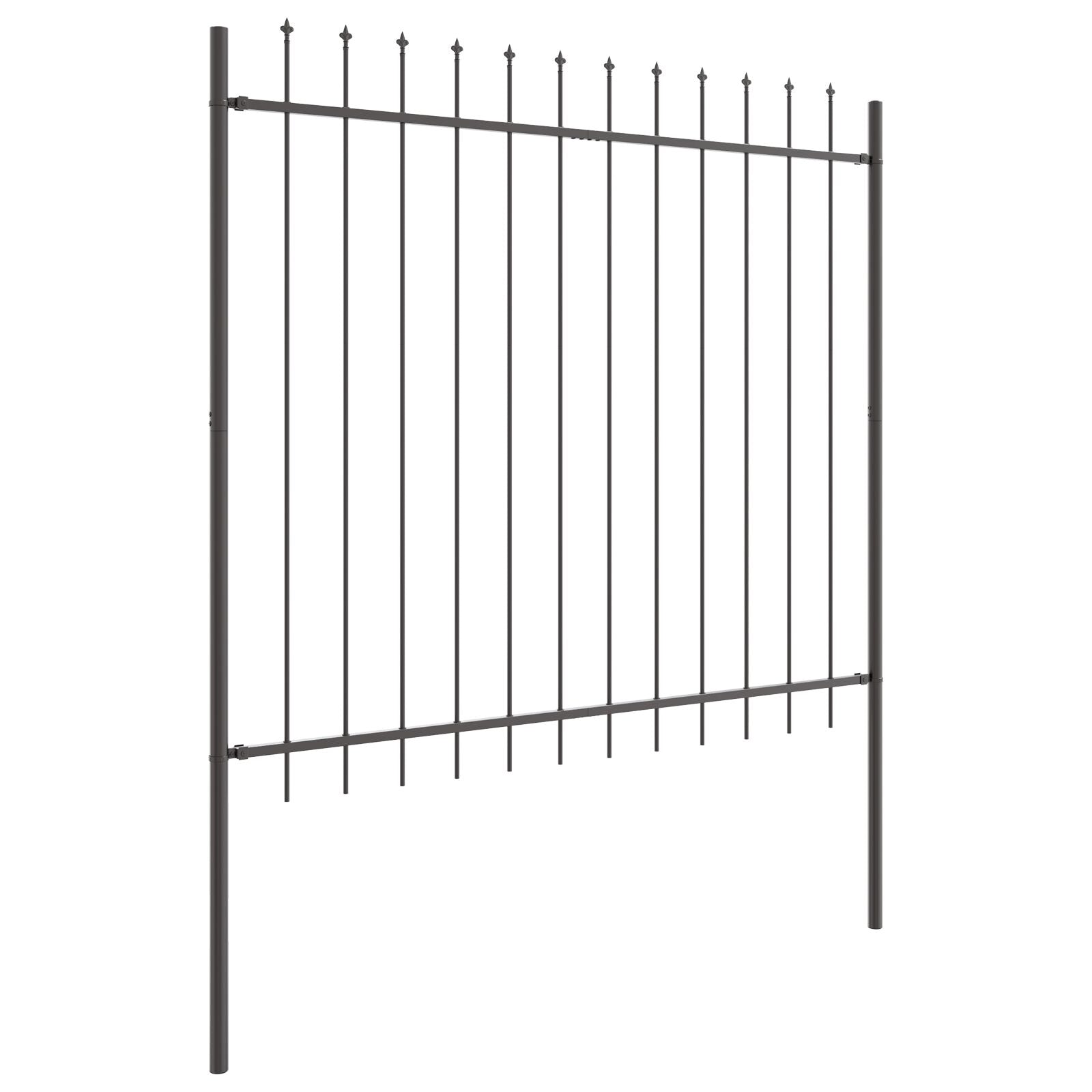 Gartenzaun mit Spitzen Grau 15,3x1,5 m aus Stahl