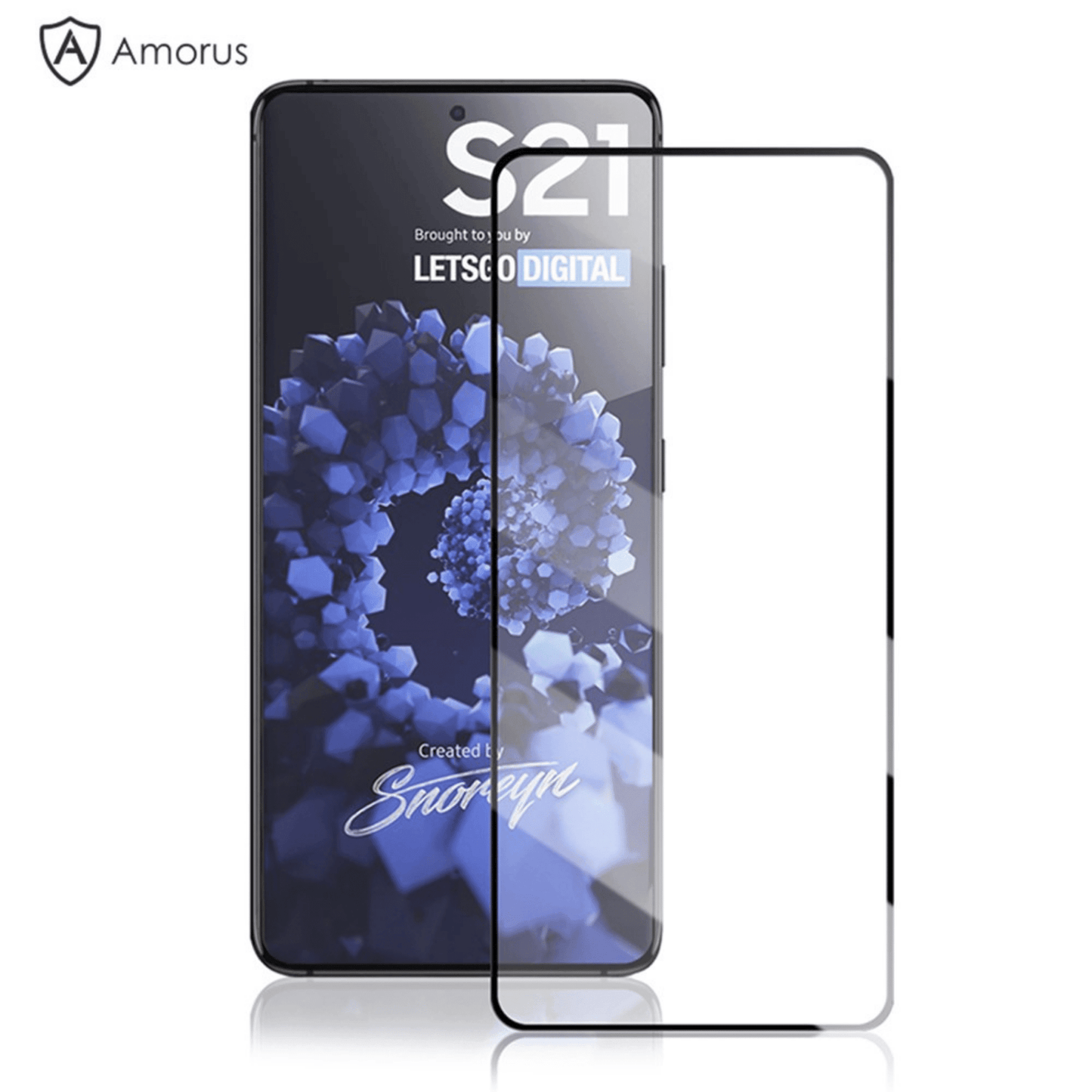 Amorus - Samsung Galaxy S21 (5G) 3D Vollbild Displayschutzglas mit Rahmen - Schwarz - Pazzar.ch