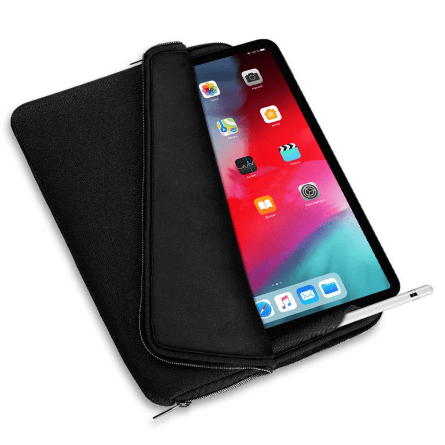 Artwizz - iPad Pro / iPad Air (11"/10.9"/10.5"/10.2") hochwertiger Neopren Sleeve Tasche mit extra Pencil-Halter im Innern - Schwarz - Pazzar.ch