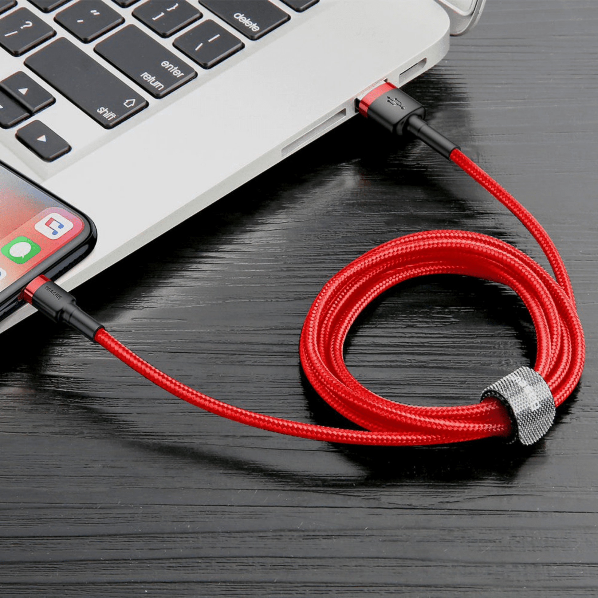 Baseus - (2m) Lightning zu USB-A Ladekabel Datenkabel Cafule Serie - Rot