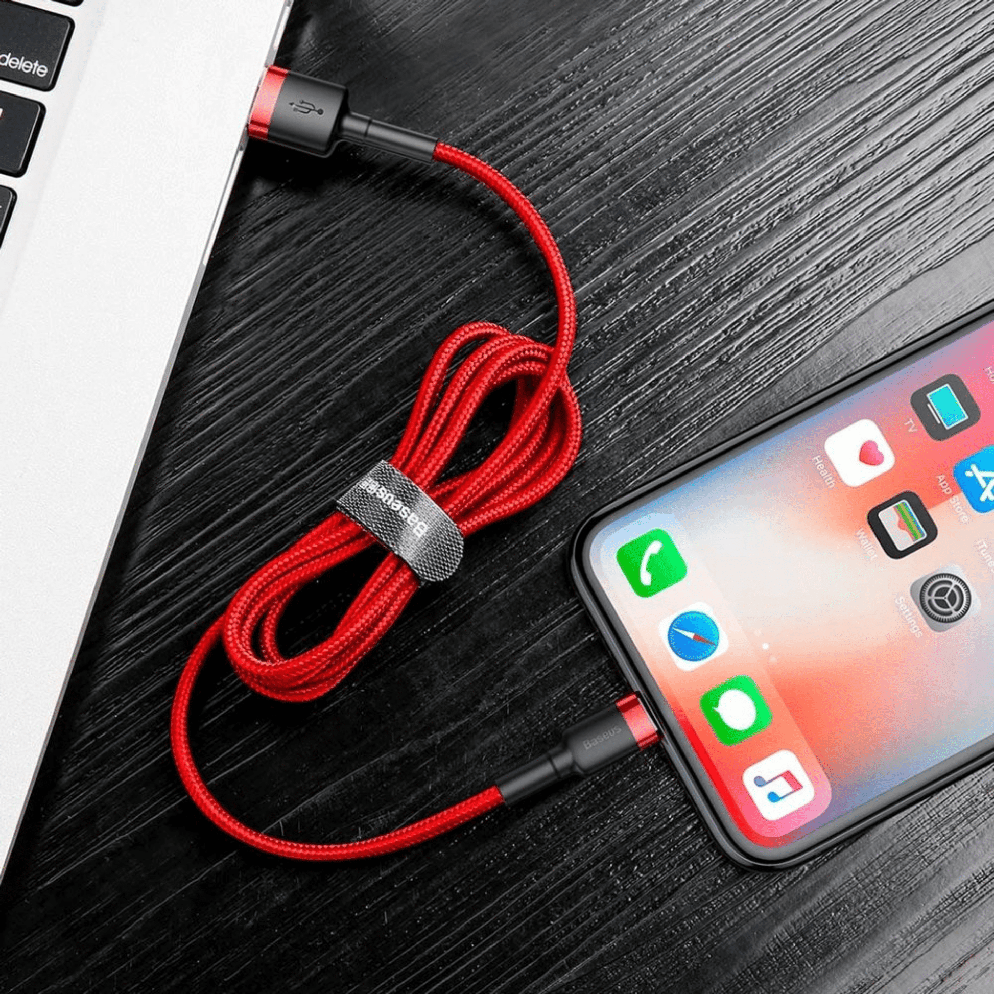 Baseus - (2m) Lightning zu USB-A Ladekabel Datenkabel Cafule Serie - Rot