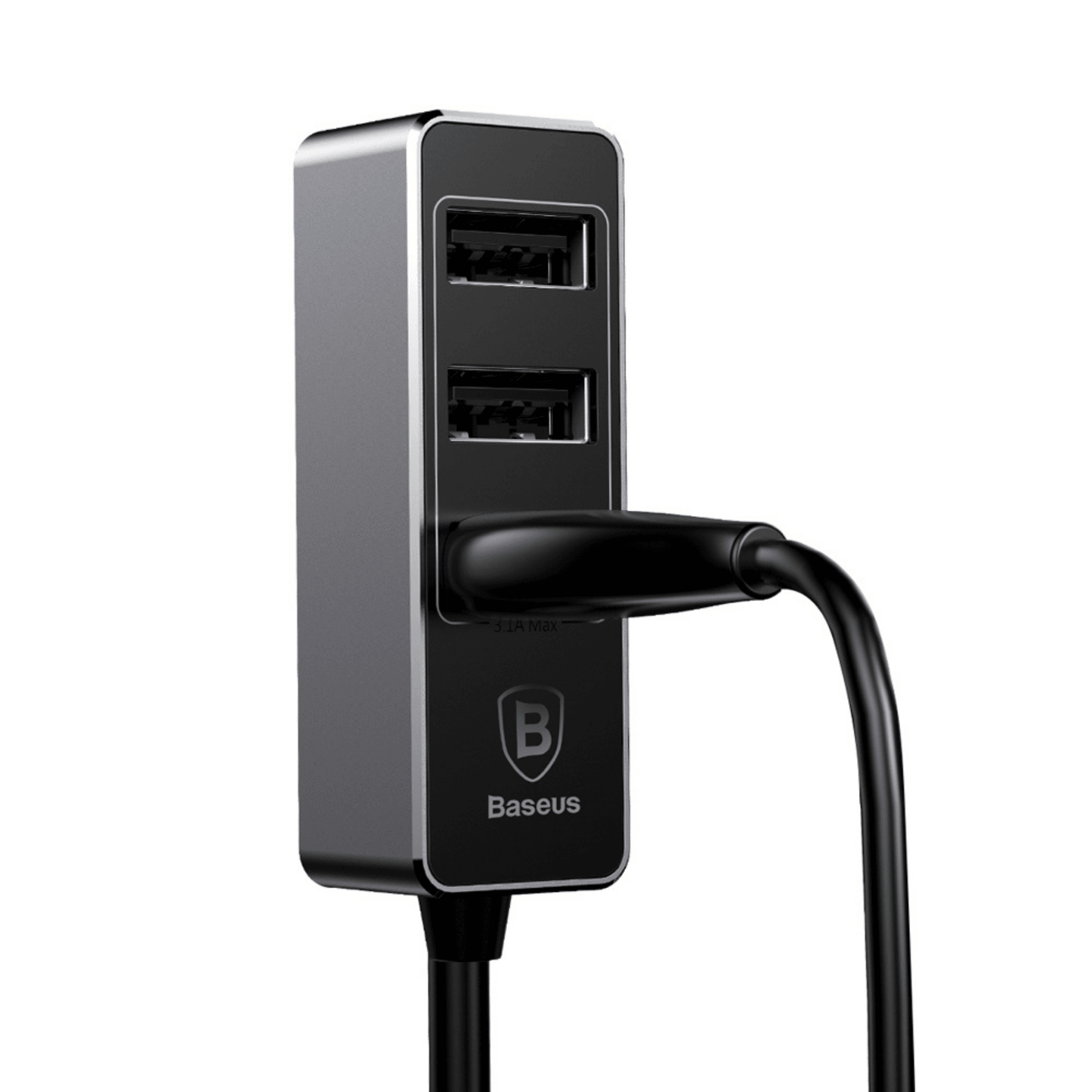 Baseus - Universal 4-Port USB HUB Auto Ladegerät 24W (3.1A) 1.5m Kabel - Grau - Pazzar.ch