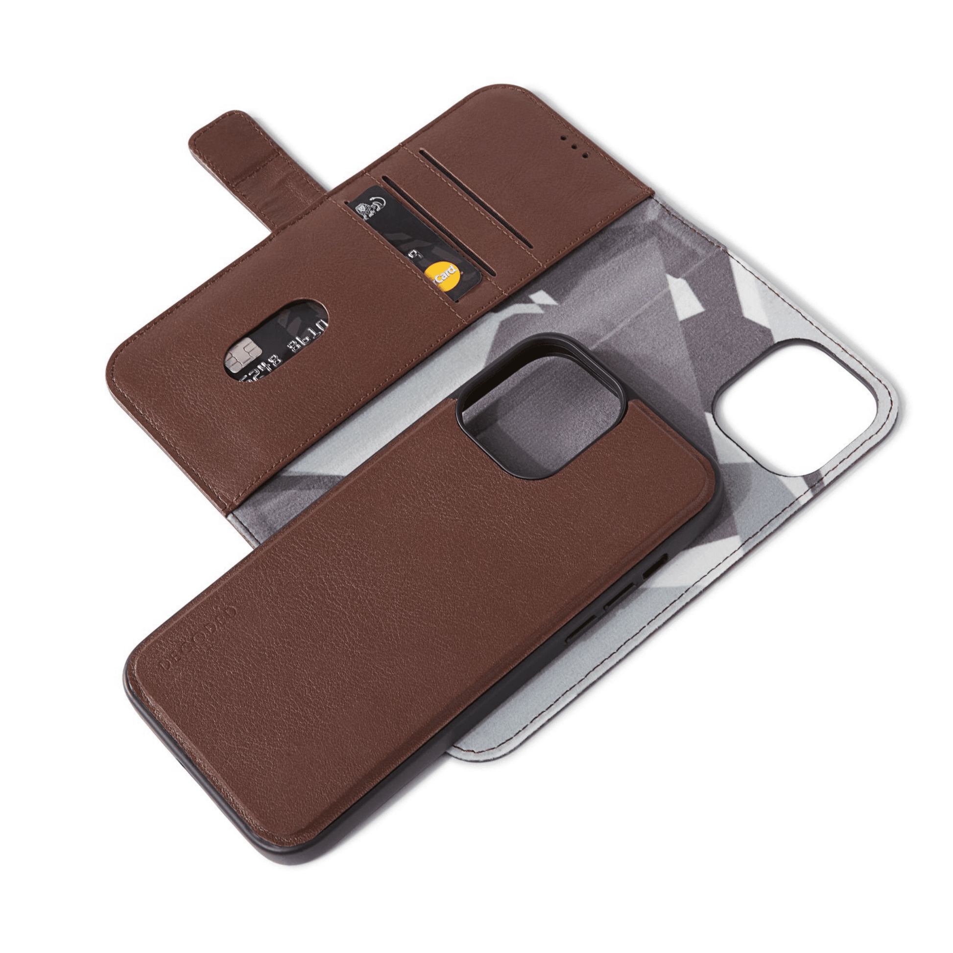 Decoded - iPhone 13 Leder Wallet Detachable Serie - Braun