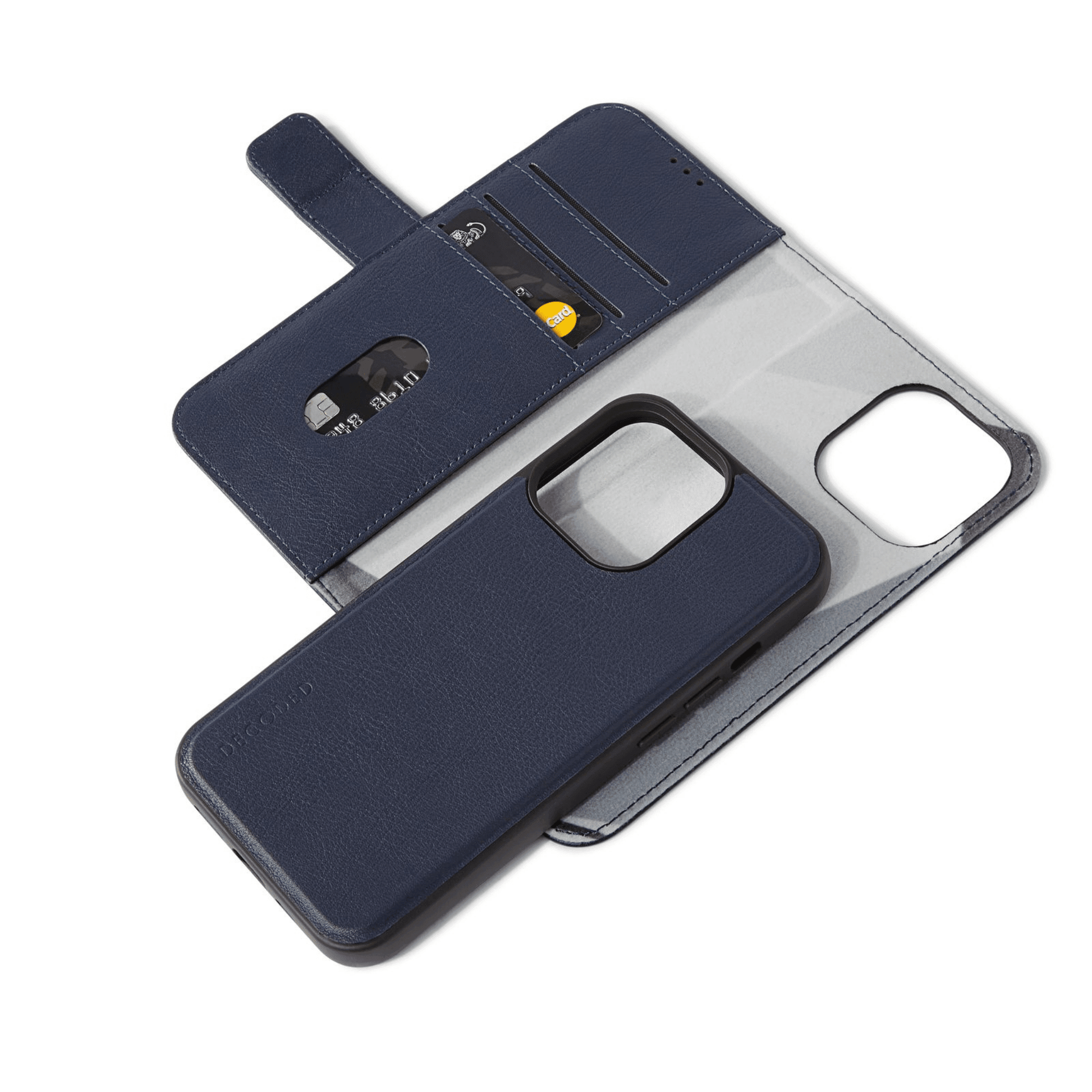 Decoded - iPhone 13 Leder Wallet Detachable Serie - Dunkelblau