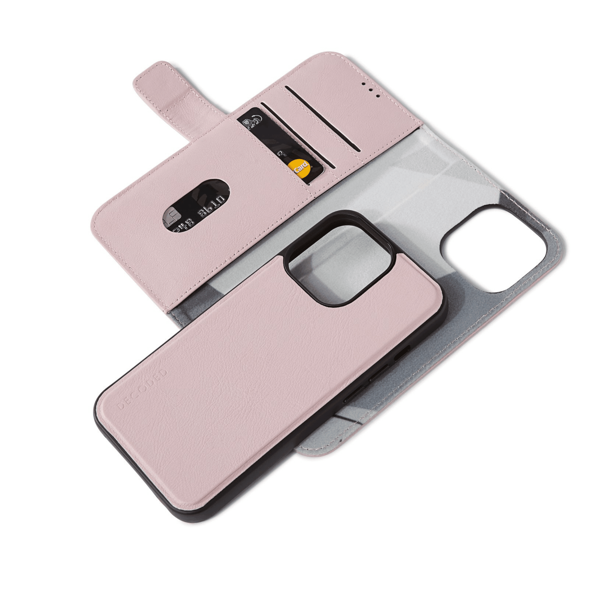 Decoded - iPhone 13 Pro Leder Wallet Detachable Serie - Rosa