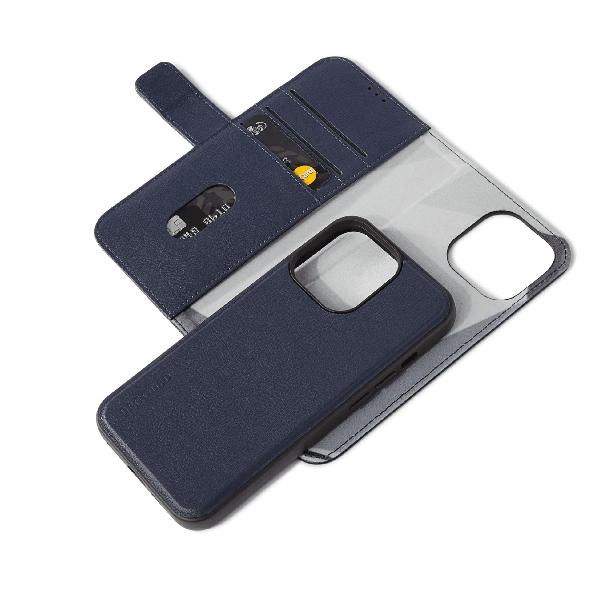 Decoded - iPhone 13 Pro Max Leder Wallet Detachable Serie - Dunkelblau