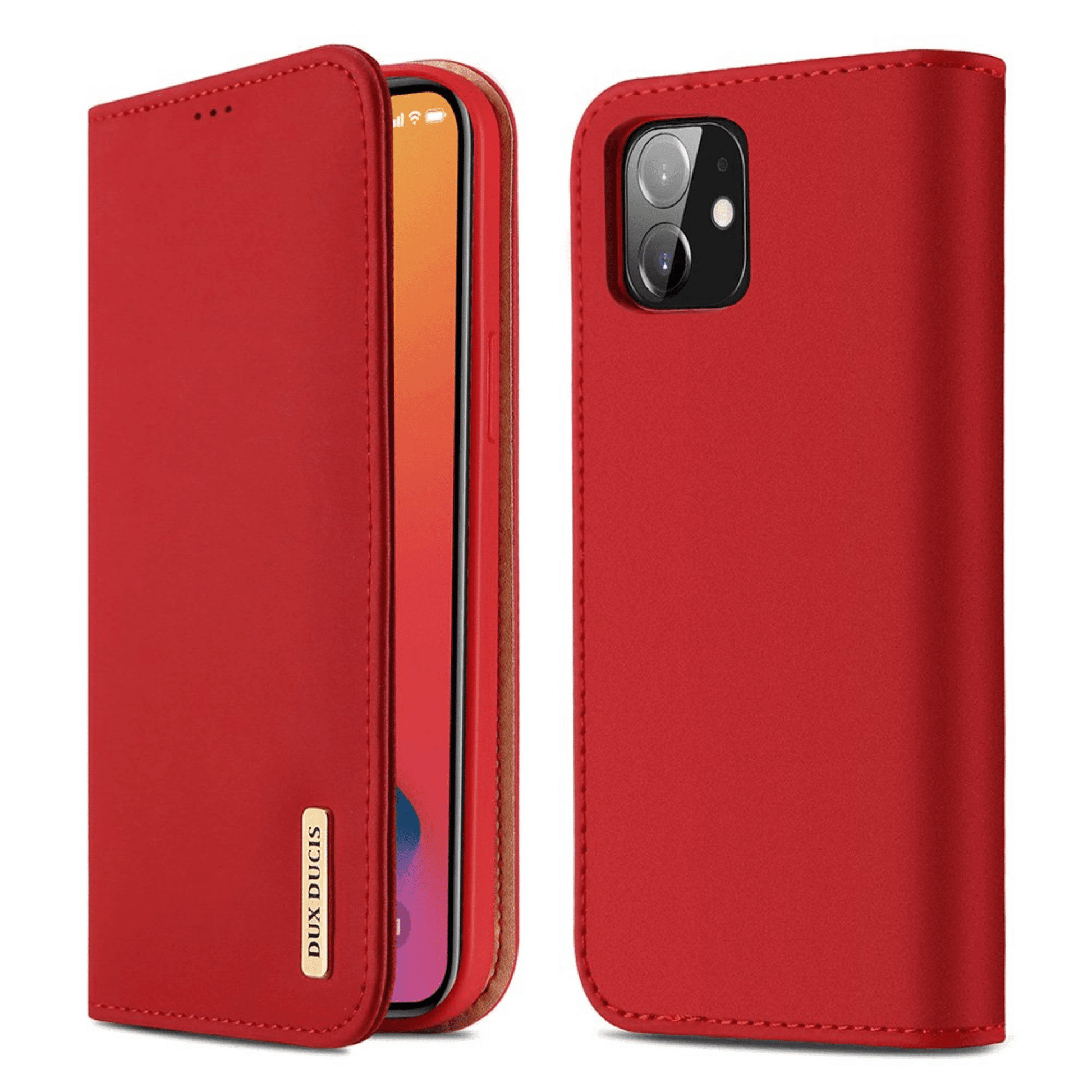 Dux Ducis - iPhone 11 Flip Wallet Schutzhülle Wish Series Echtleder Case - Rot