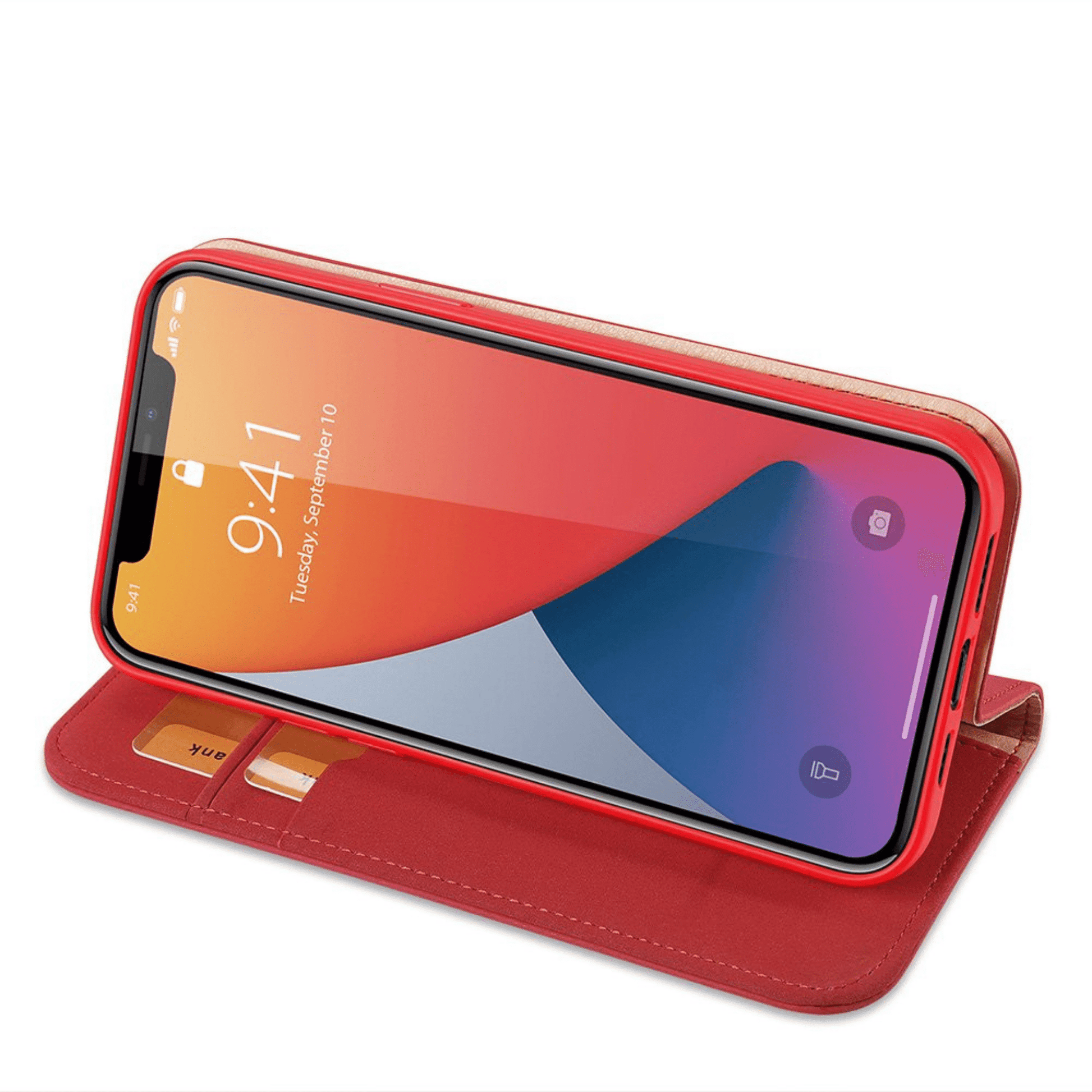 Dux Ducis - iPhone 11 Flip Wallet Schutzhülle Wish Series Echtleder Case - Rot