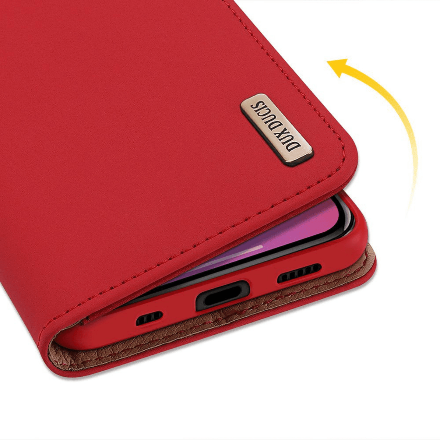 Dux Ducis - iPhone 11 Flip Wallet Schutzhülle Wish Series Echtleder Case - Rot - Pazzar.ch