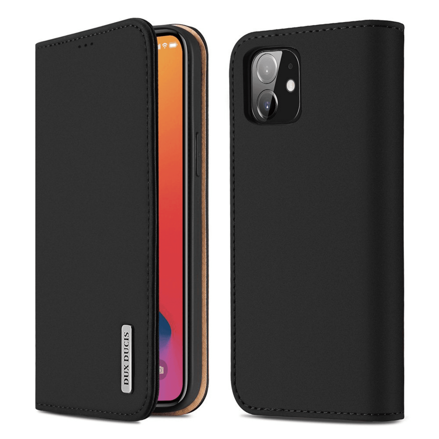 Dux Ducis - iPhone 11 Flip Wallet Schutzhülle Wish Series Echtleder Case - Schwarz - Pazzar.ch