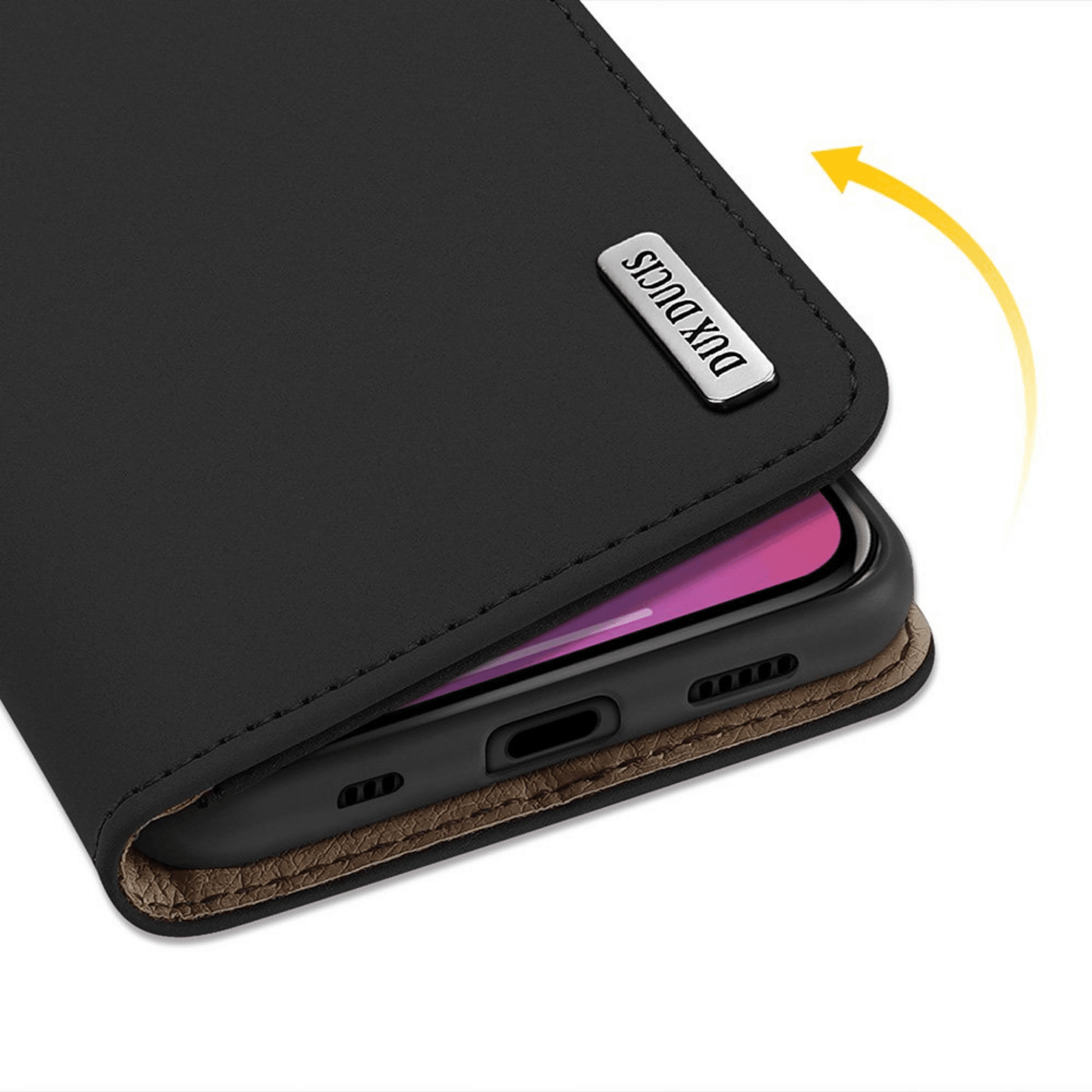 Dux Ducis - iPhone 11 Flip Wallet Schutzhülle Wish Series Echtleder Case - Schwarz