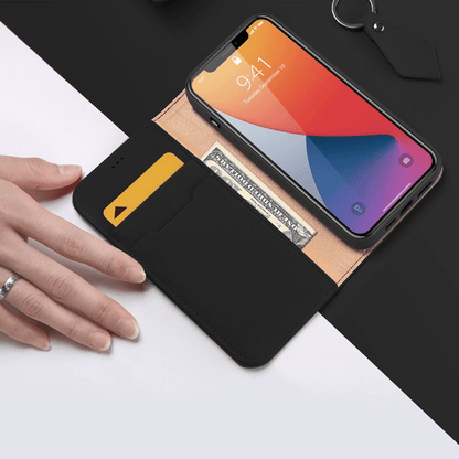 Dux Ducis - iPhone 11 Flip Wallet Schutzhülle Wish Series Echtleder Case - Schwarz - Pazzar.ch