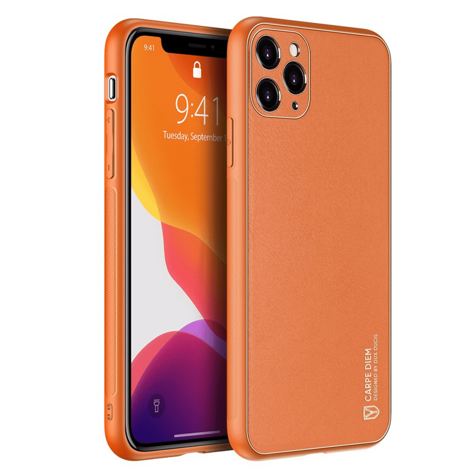 Dux Ducis - iPhone 11 Pro Max Back Cover Yolo Series PU-Leder Schutzhülle - Orange