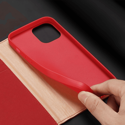 Dux Ducis - iPhone 11 Pro Max Flip Wallet Schutzhülle Wish Series Echtleder Case - Rot - Pazzar.ch