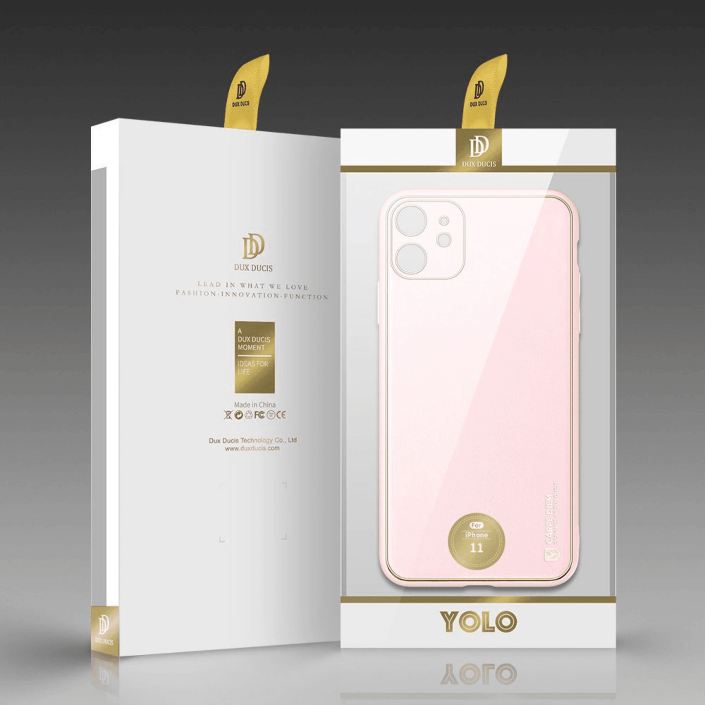 Dux Ducis - iPhone 12 Back Cover Yolo Series PU-Leder Schutzhülle - Pink - Pazzar.ch